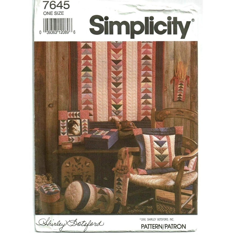 Simplicity‎ 7645 Quilted Wall Hanging Pillow Triangle Pattern Shirley Botsford